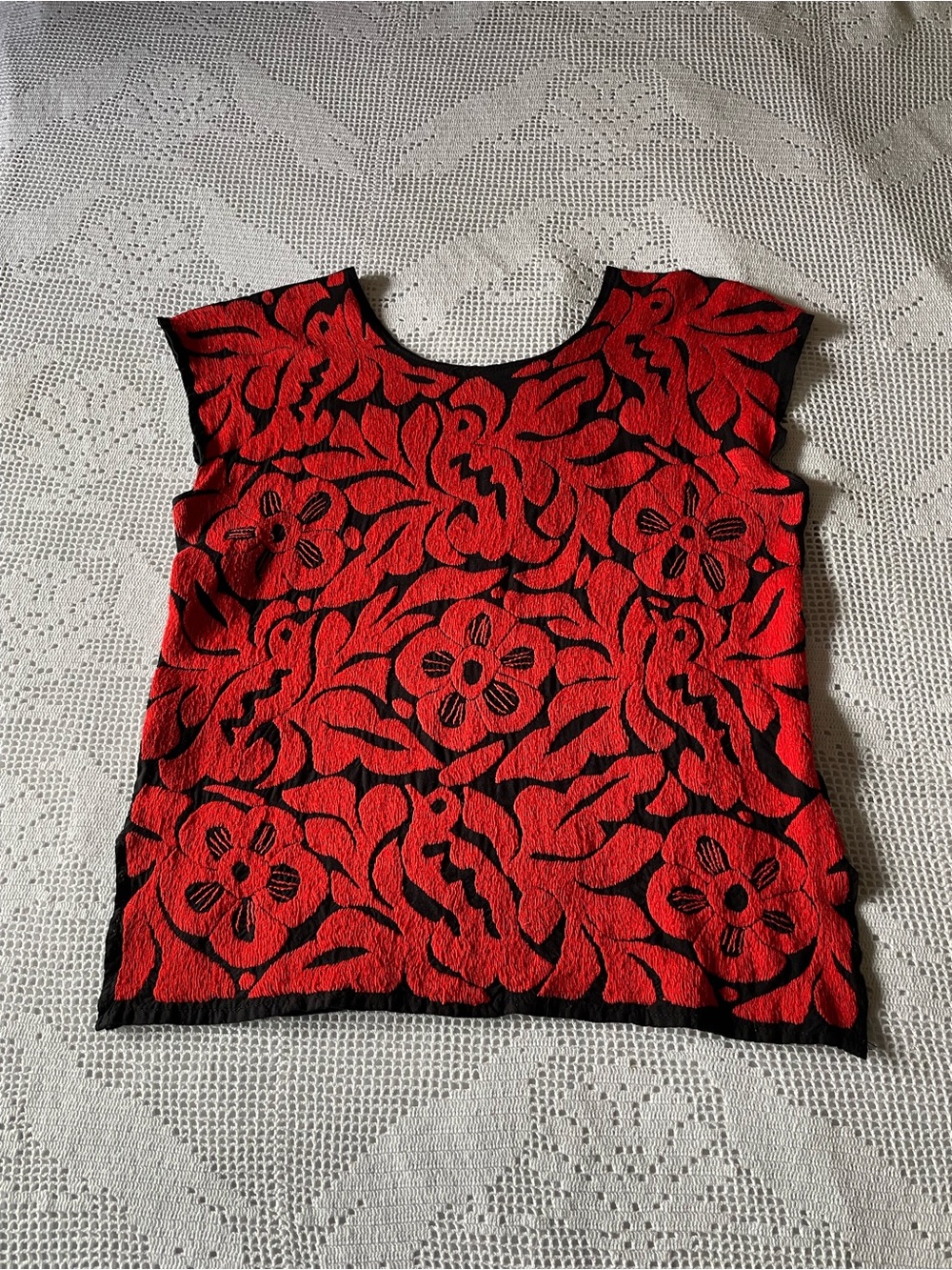 Huipil shirt oaxaca Mexico hand embroidered med